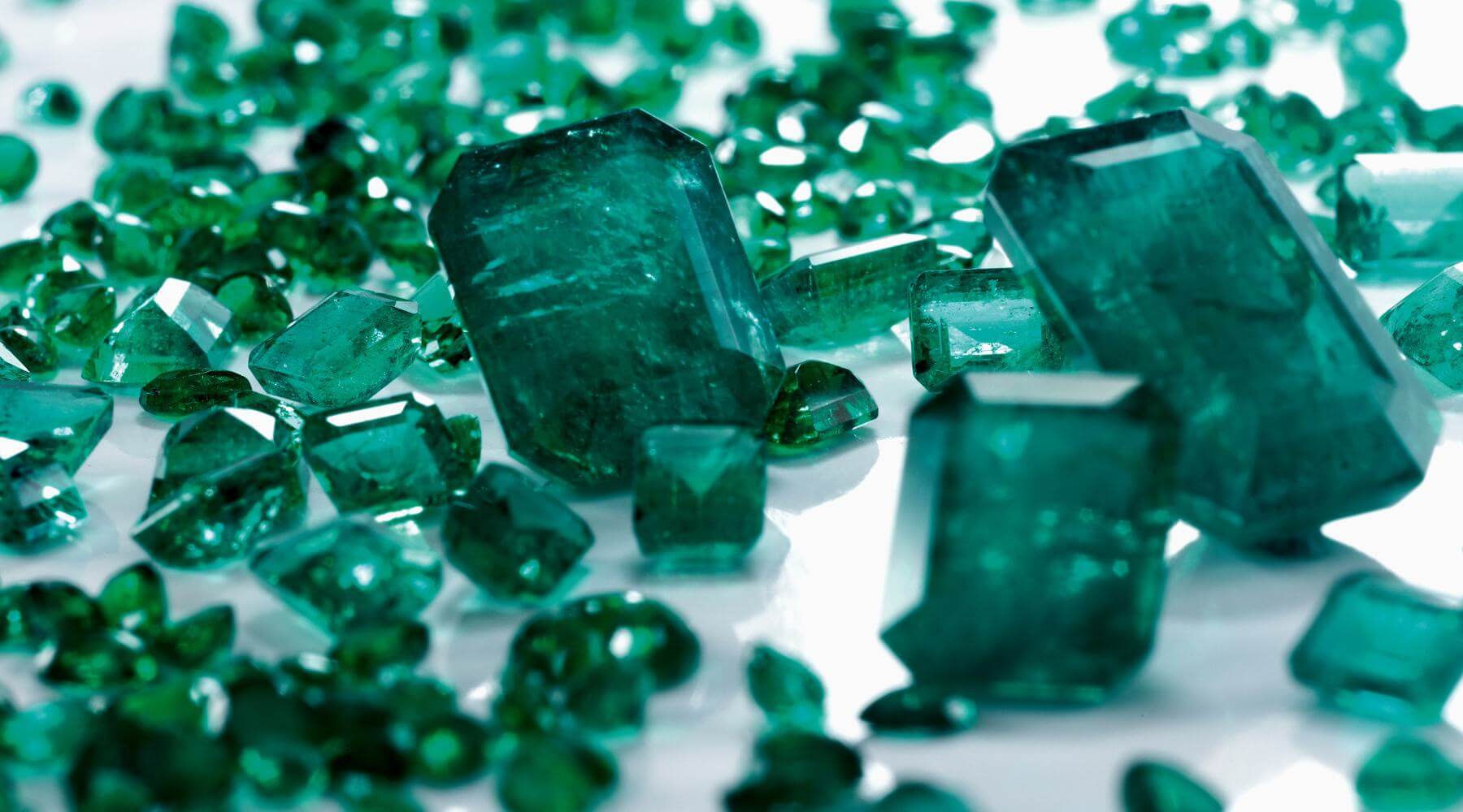 Close up of emerald gemstones