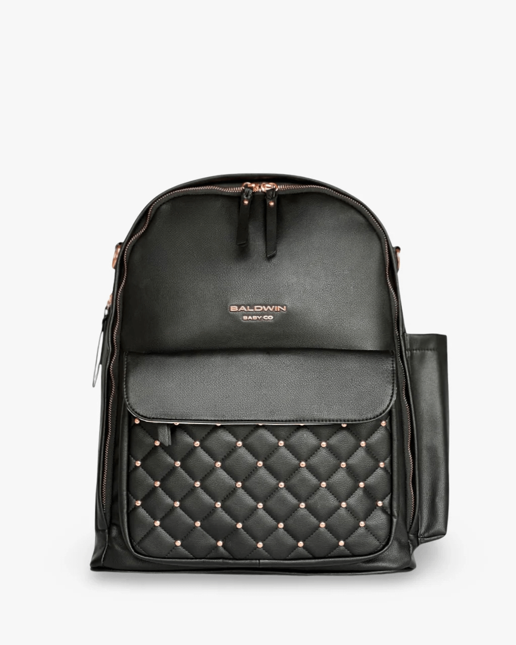 baby bag backpack black leather Baldwin Baby Company The Daphne Diaper Bag