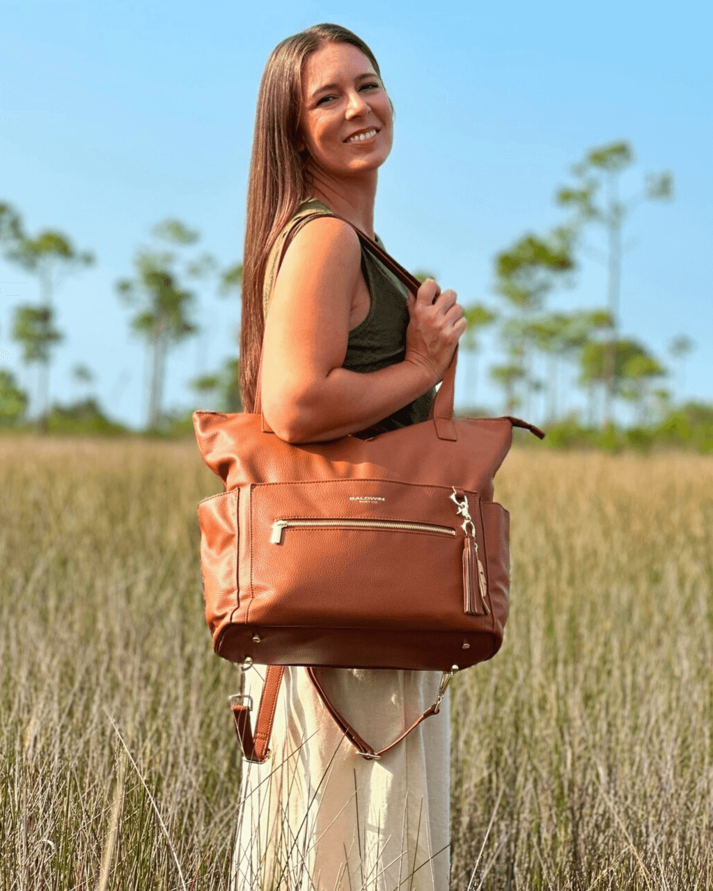 The Lillian Diaper Bag - Cognac