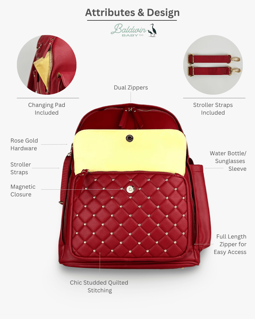The Daphne Diaper Bag - Crimson
