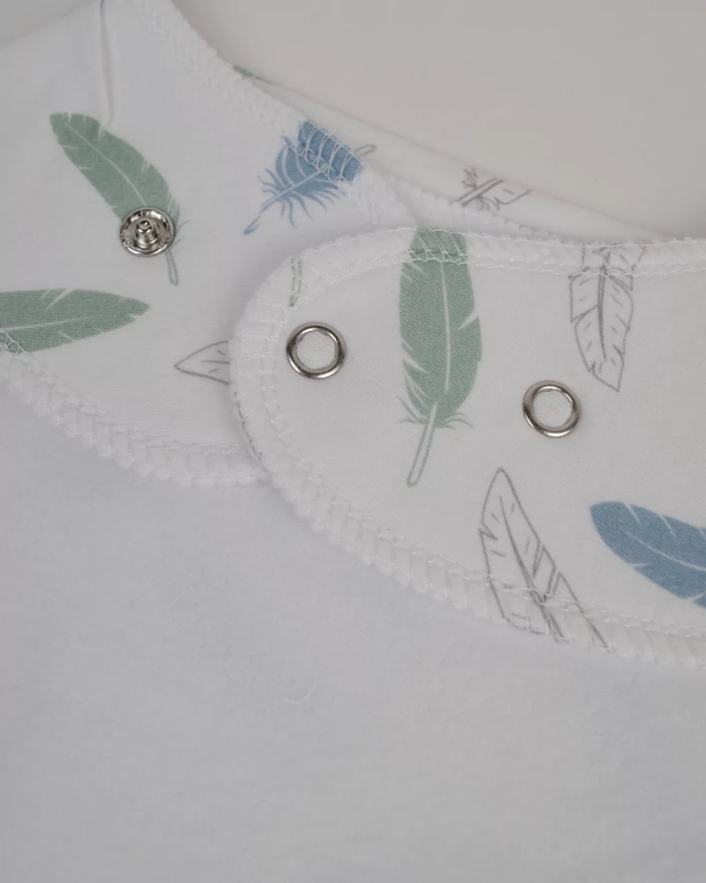 Close-up of snaps on back on baby bandana bib