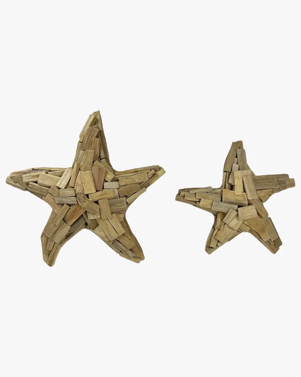 Set of two wooden starfish wall decor