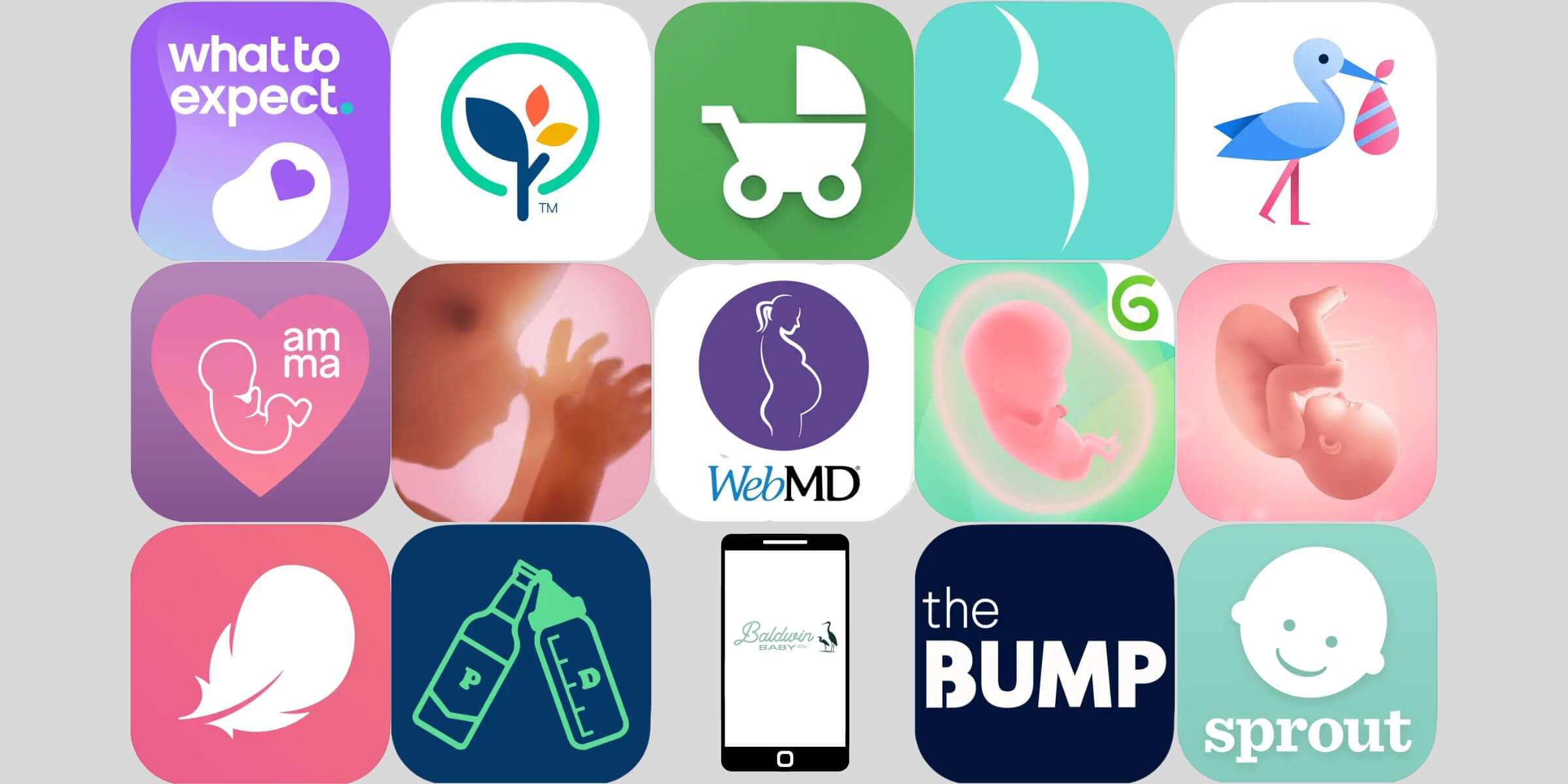 Icons of popular pregnancy apps in 2024