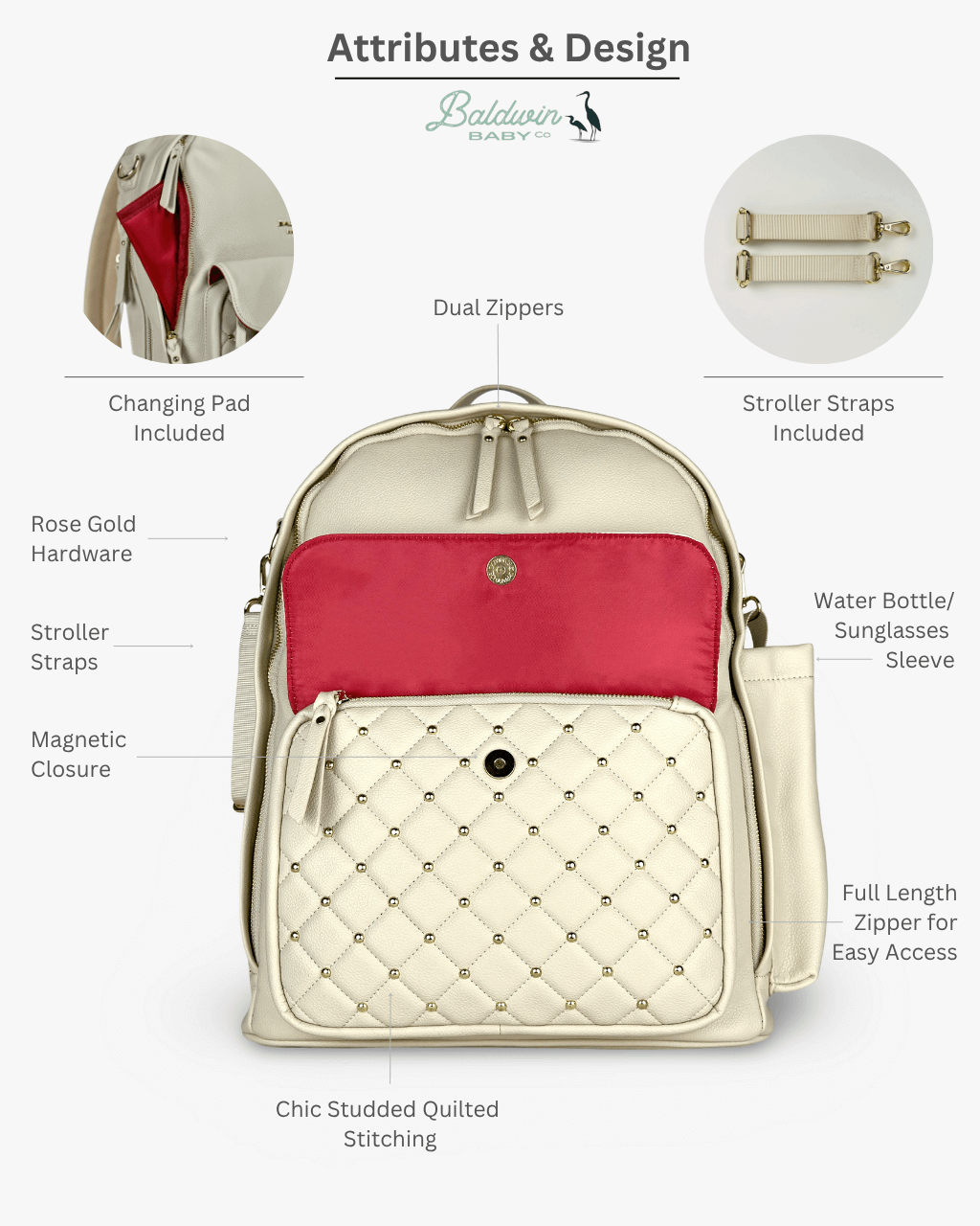 The Daphne Diaper Bag - Sandstone