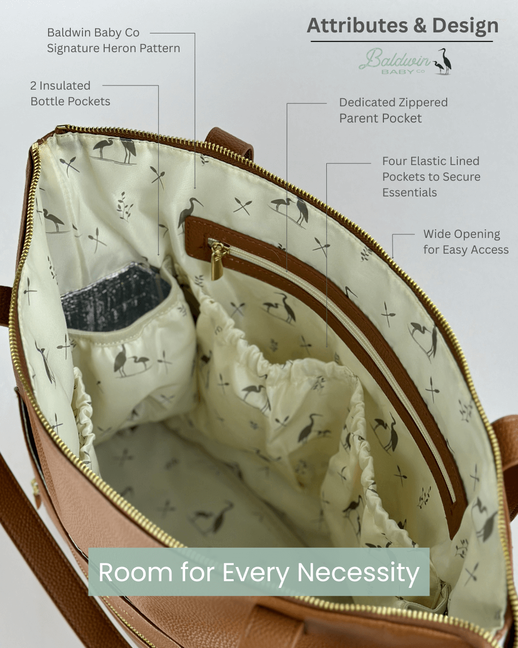 The Lillian Diaper Bag - Cognac