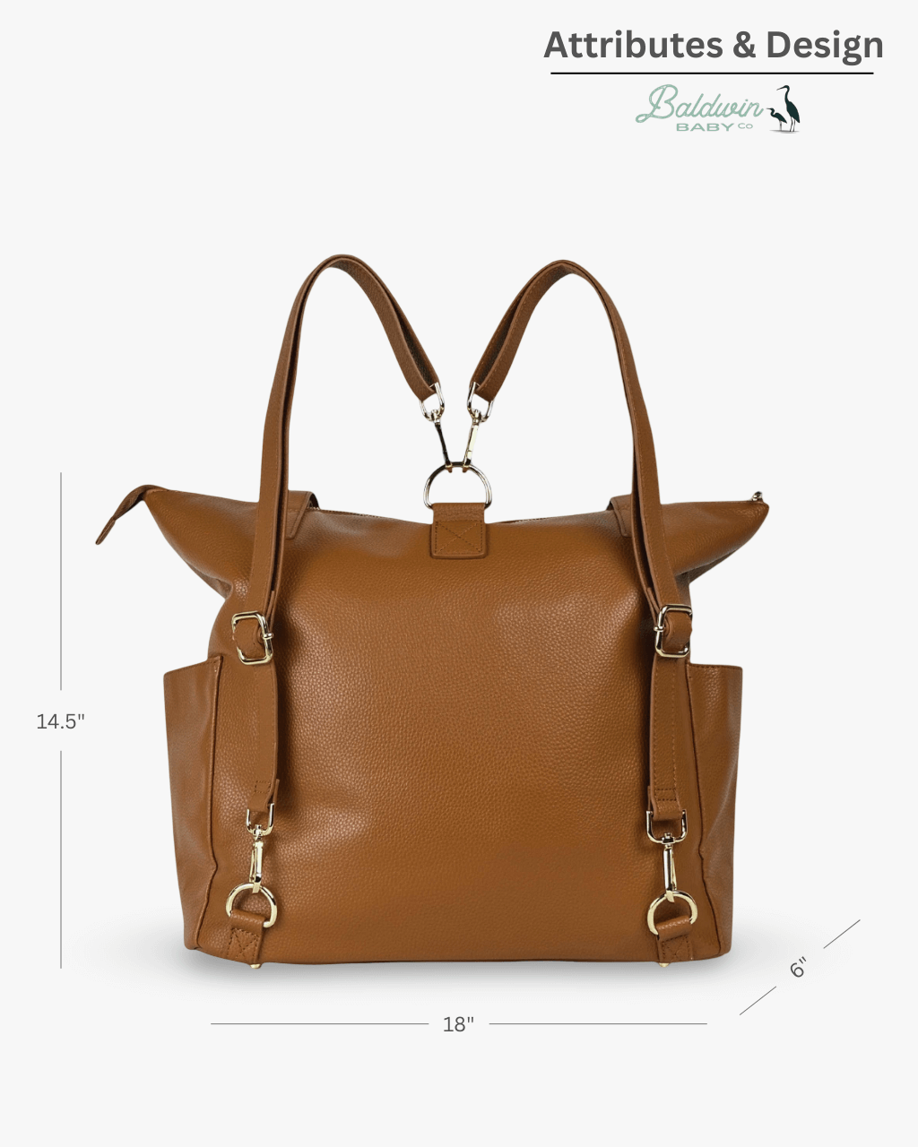 The Lillian Diaper Bag - Cognac
