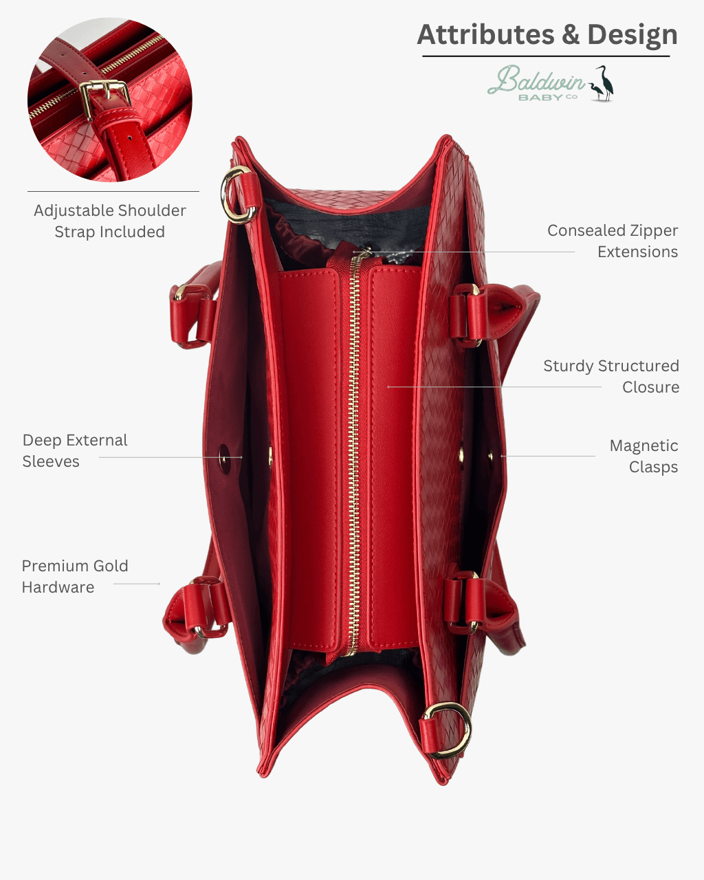 The Montrose Diaper Bag Tote - Cardinal