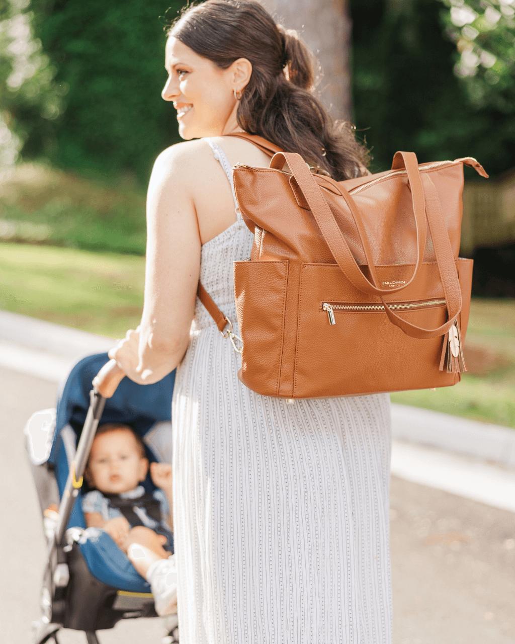 The Lillian Diaper Bag - Cognac