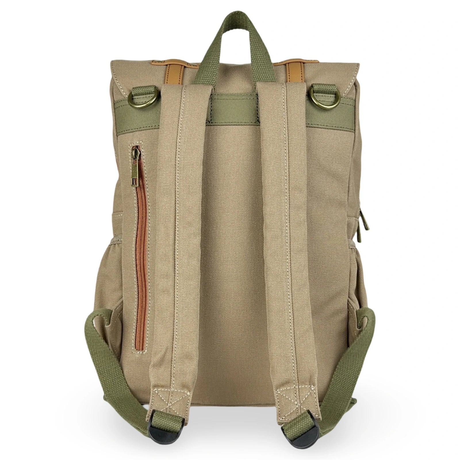 back view of canvas diaper bag backpack