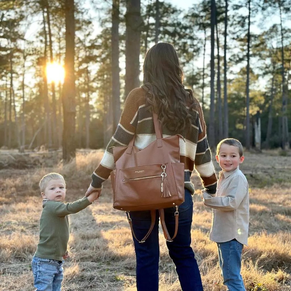 Leather diaper bags backpack clearance